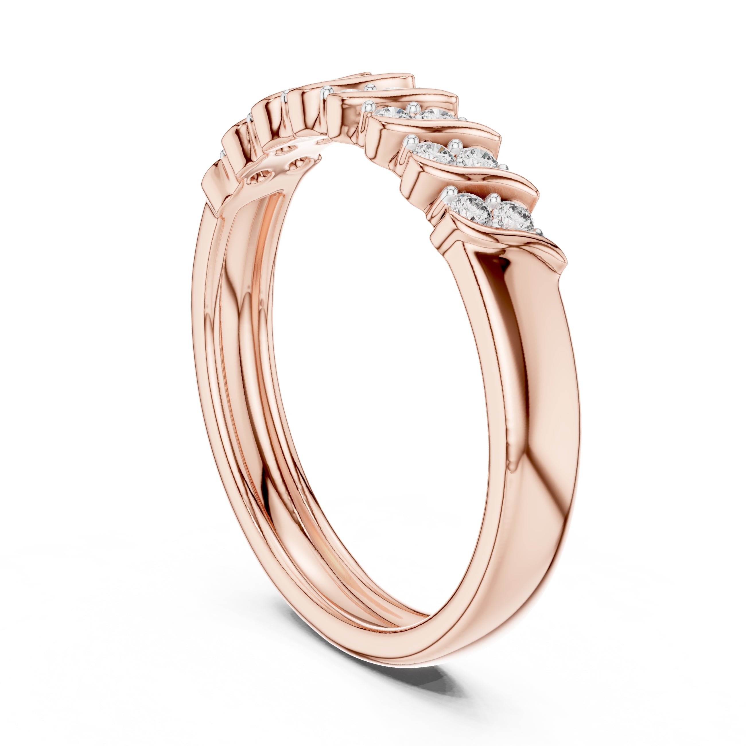 Wavy Cluster Diamond Band Rose Gold