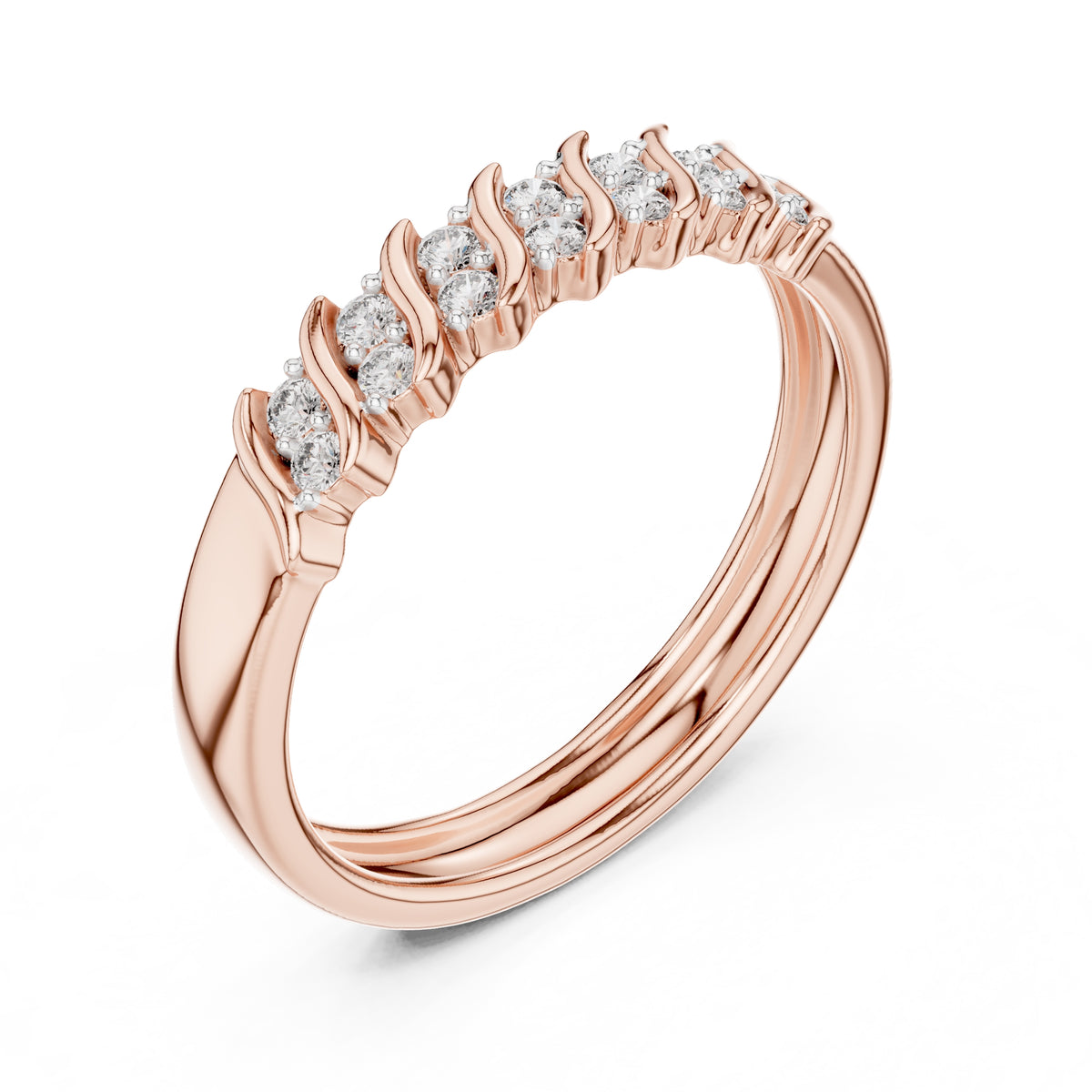Wavy Cluster Diamond Band Rose Gold