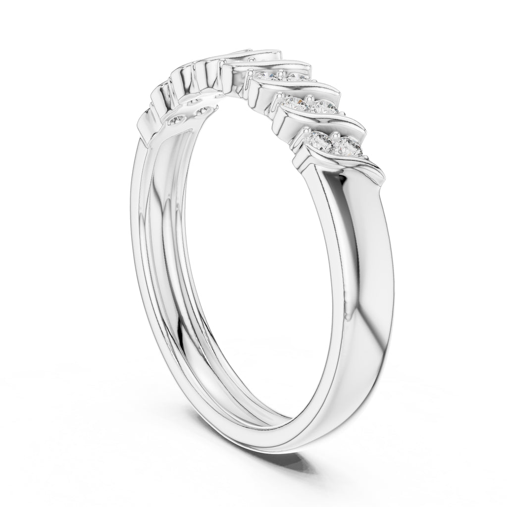 Wavy Cluster Diamond Band White Gold