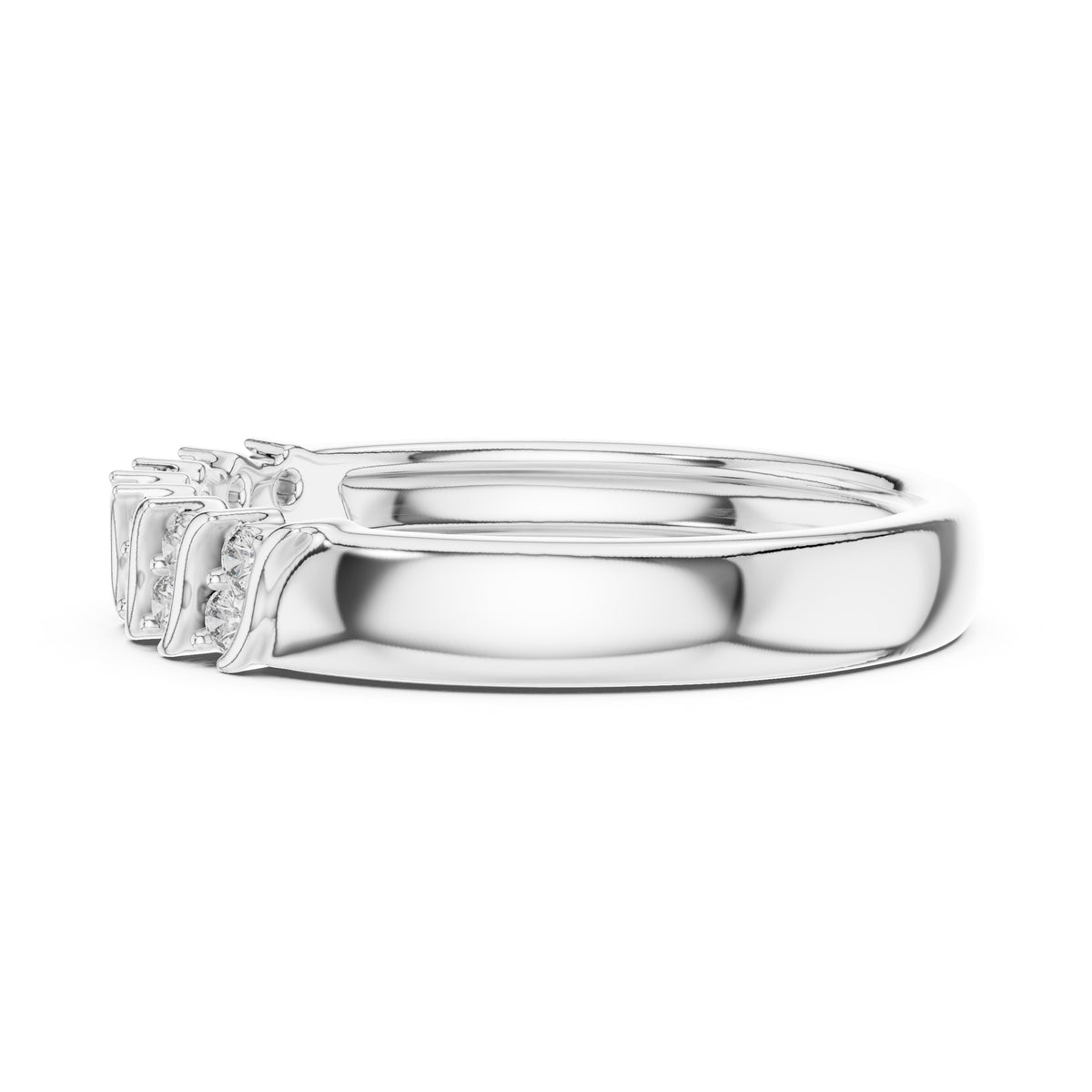 Wavy Cluster Diamond Band White Gold