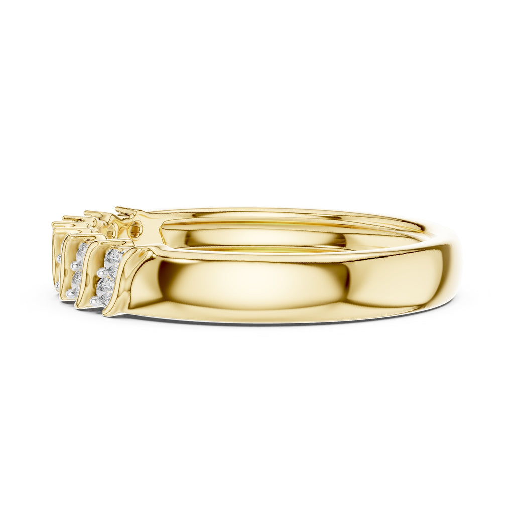 Wavy Cluster Diamond Band Yellow Gold