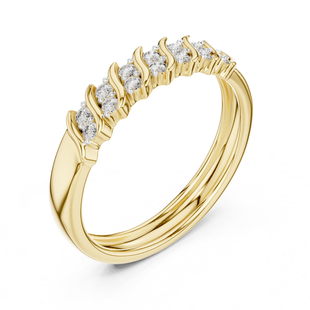 Wavy Cluster Diamond Band Yellow Gold