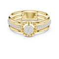 Multi-Band Halo Cluster Statement Ring Yellow Gold
