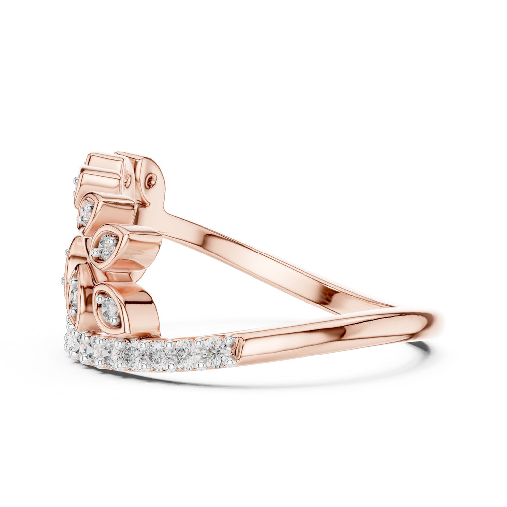 Botanical Leaf Cluster Statement Ring Rose Gold