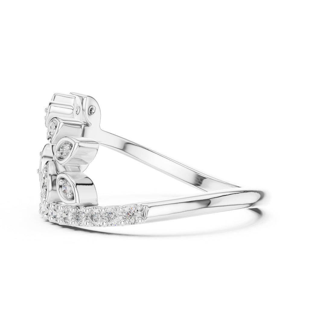 Botanical Leaf Cluster Statement Ring White Gold