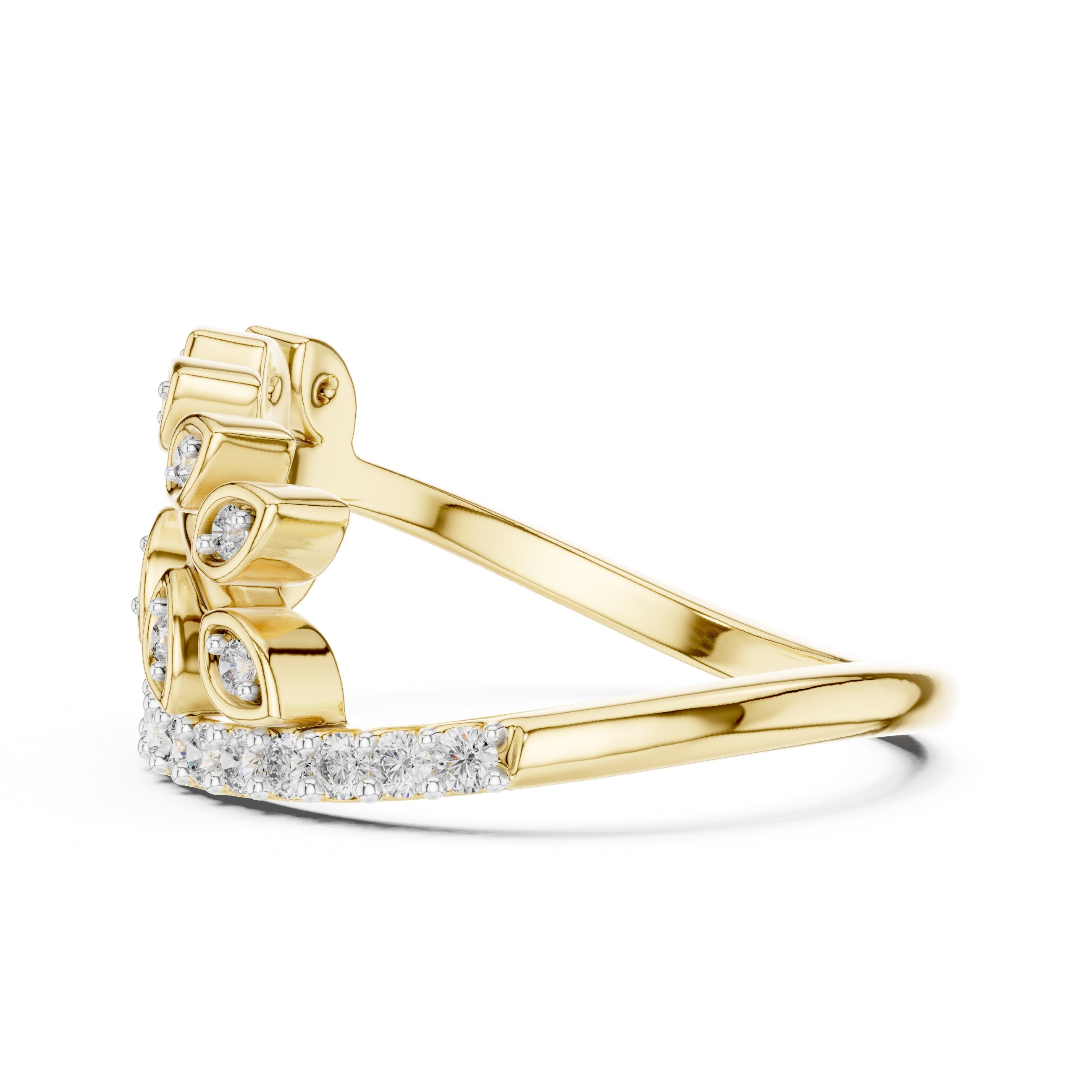 Botanical Leaf Cluster Statement Ring Yellow Gold