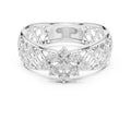 Lattice Floral Statement Wide Band White Gold