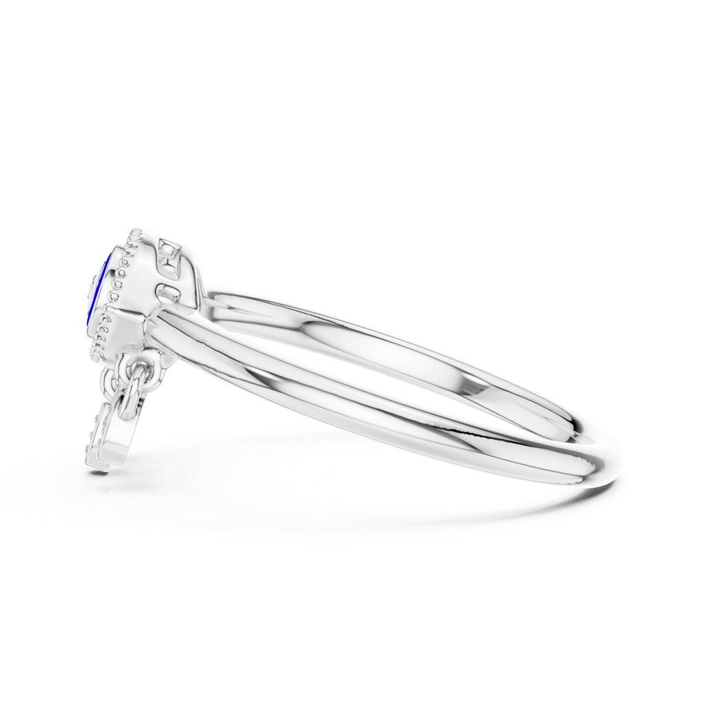 Evil Eye Charm Statement Ring White Gold