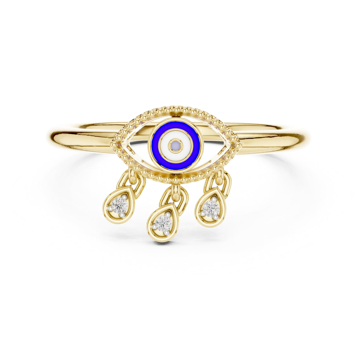 Evil Eye Charm Statement Ring Yellow Gold