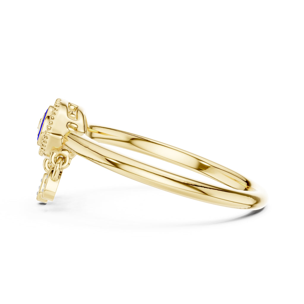 Evil Eye Charm Statement Ring Yellow Gold