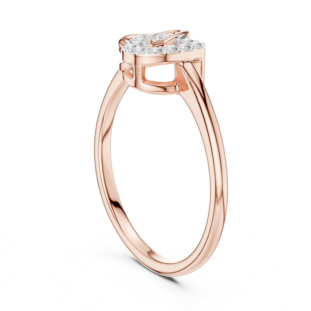 Interlocking Double Heart Pavé Ring Rose Gold