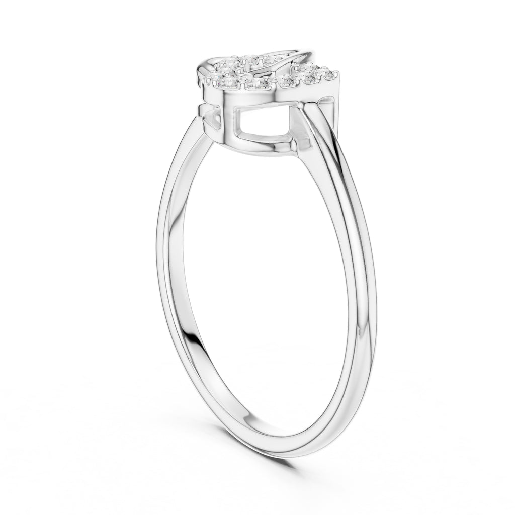 Interlocking Double Heart Pavé Ring White Gold