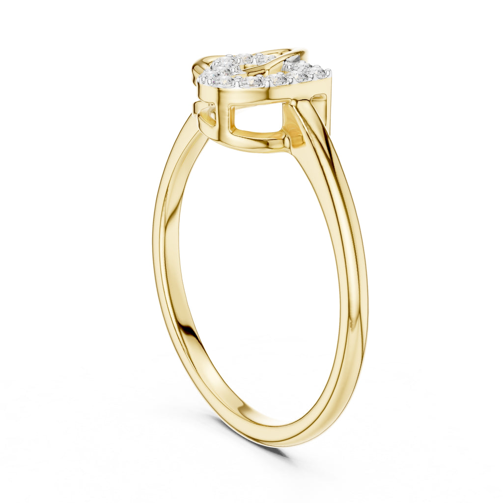 Interlocking Double Heart Pavé Ring Yellow Gold