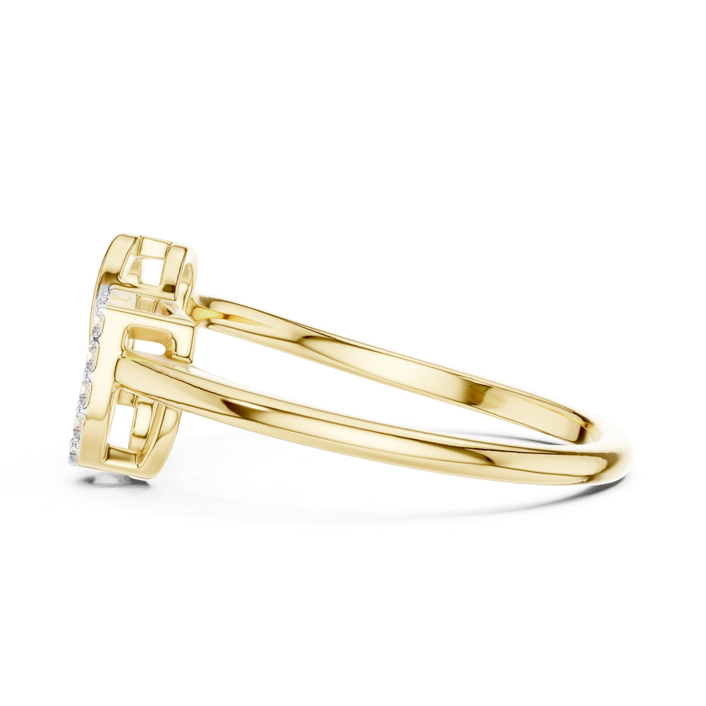 Interlocking Double Heart Pavé Ring Yellow Gold