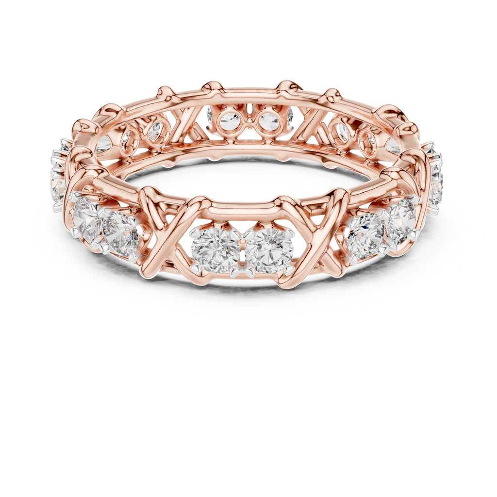 X-Cross Diamond Eternity Band Rose Gold