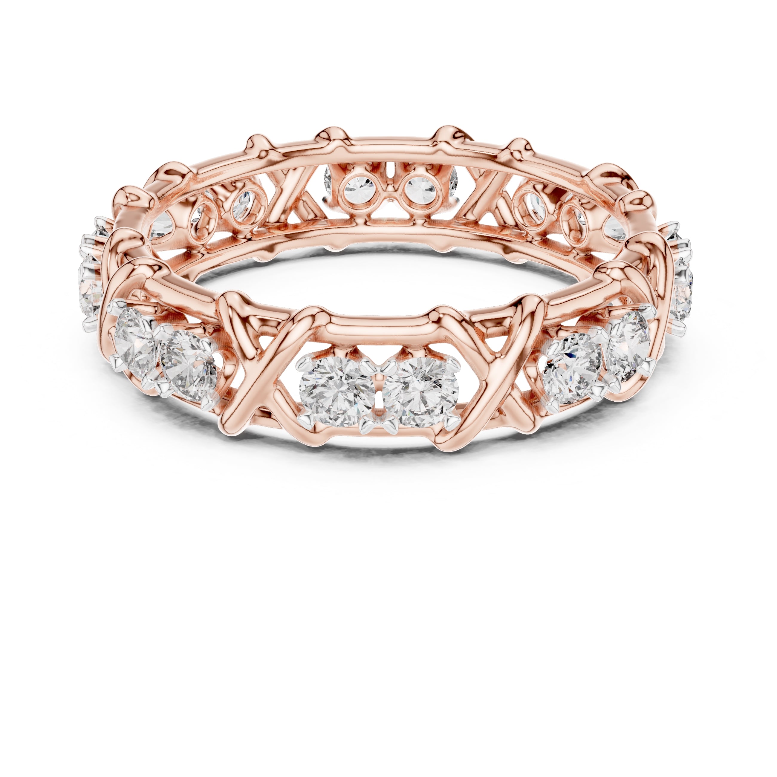 X-Cross Diamond Eternity Band Rose Gold