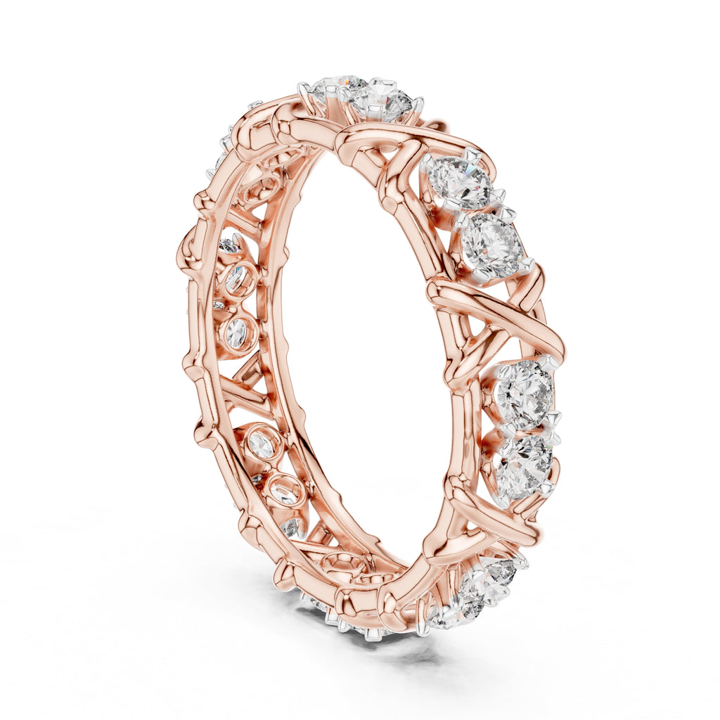 X-Cross Diamond Eternity Band Rose Gold
