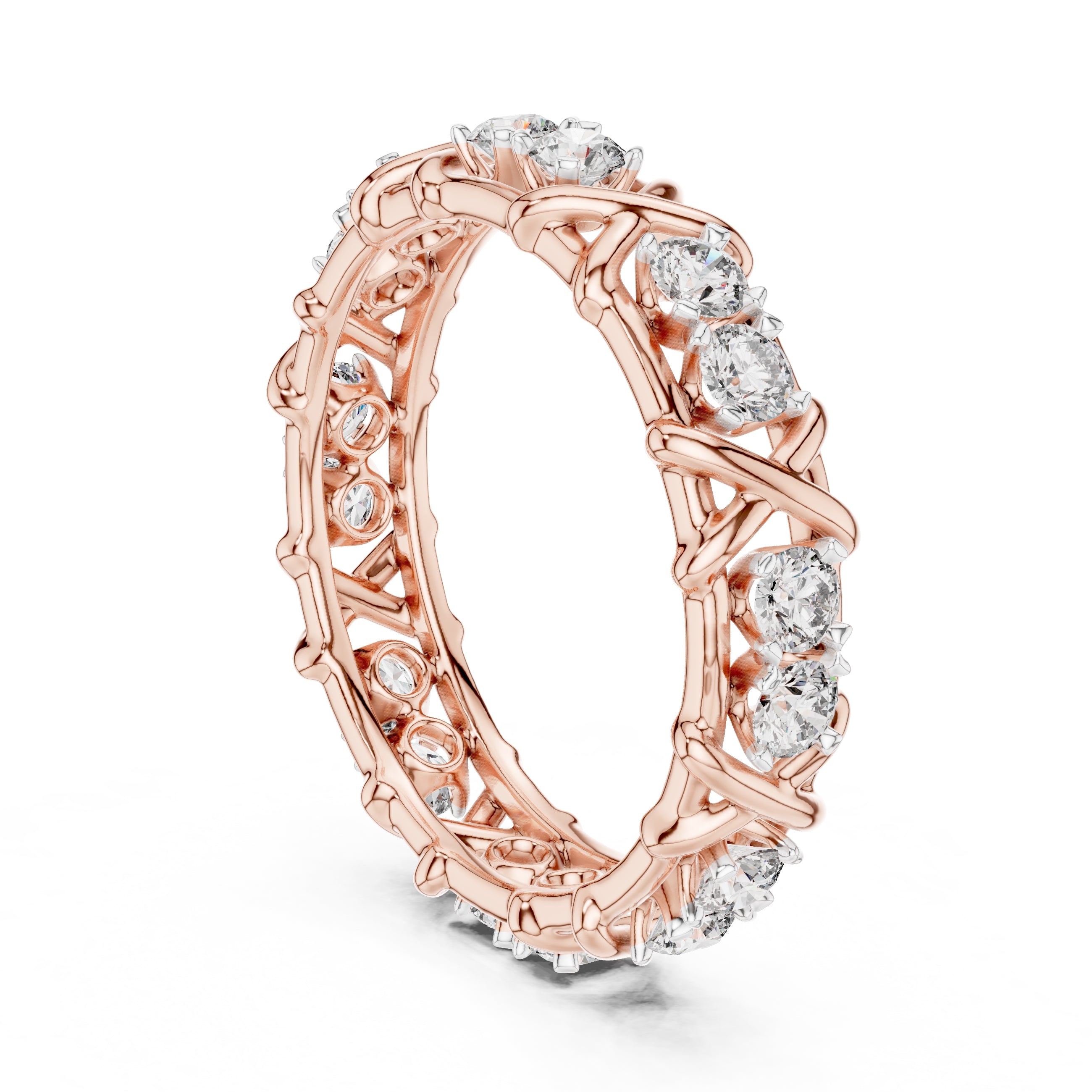 X-Cross Diamond Eternity Band Rose Gold