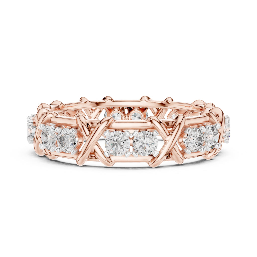 X-Cross Diamond Eternity Band Rose Gold