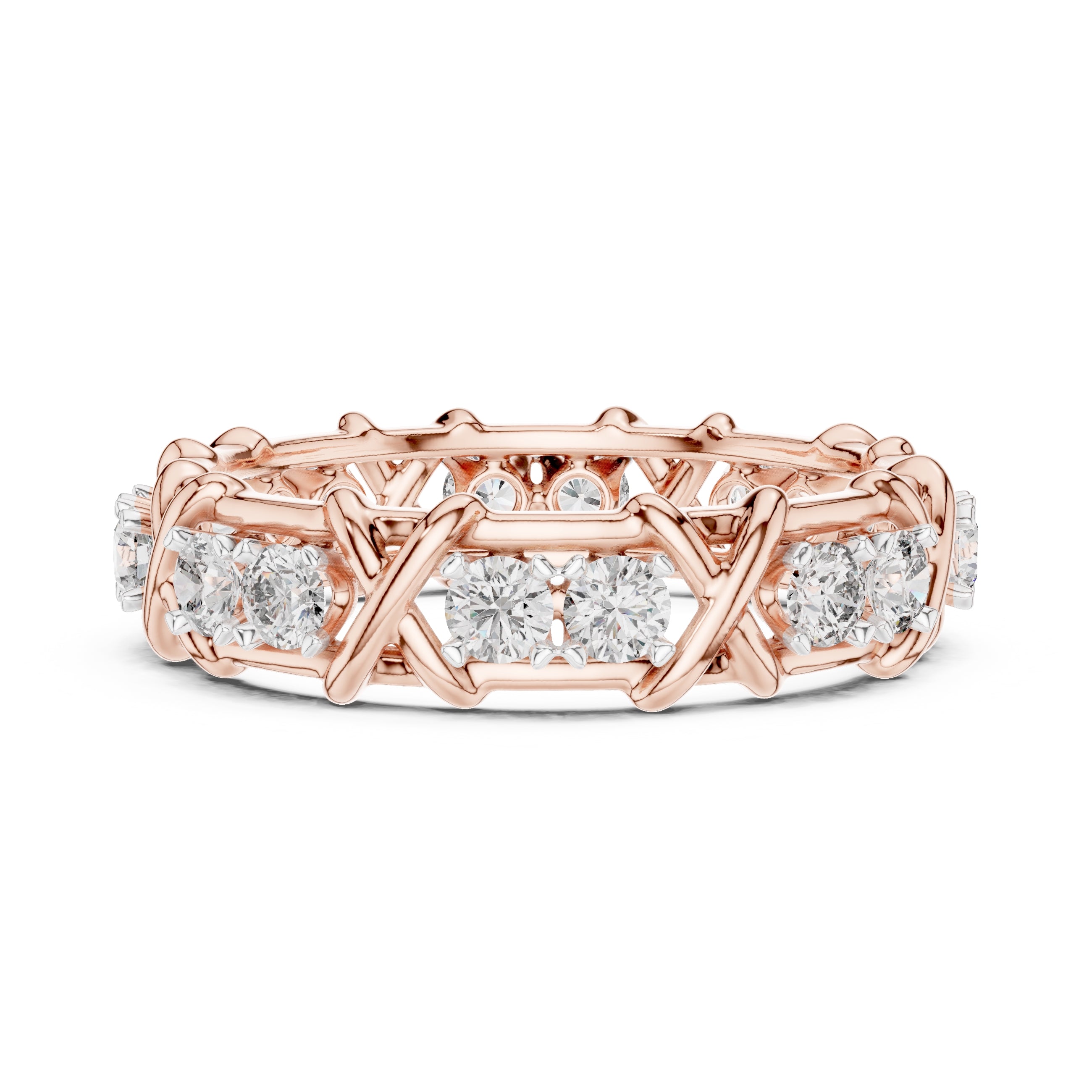 X-Cross Diamond Eternity Band Rose Gold