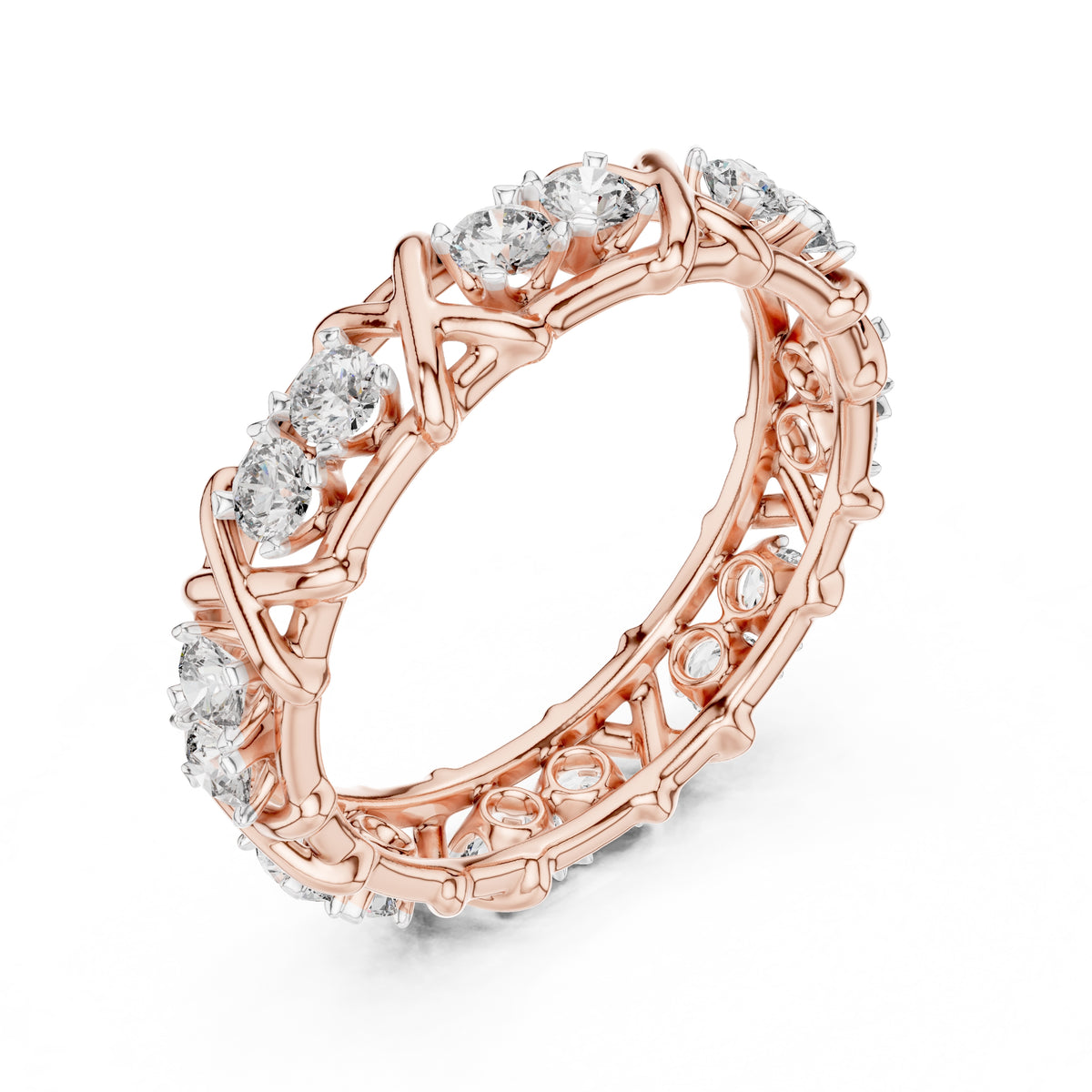 X-Cross Diamond Eternity Band Rose Gold