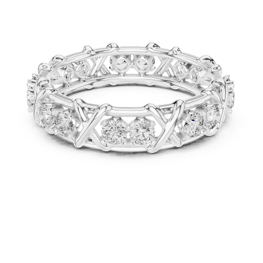 X-Cross Diamond Eternity Band White Gold