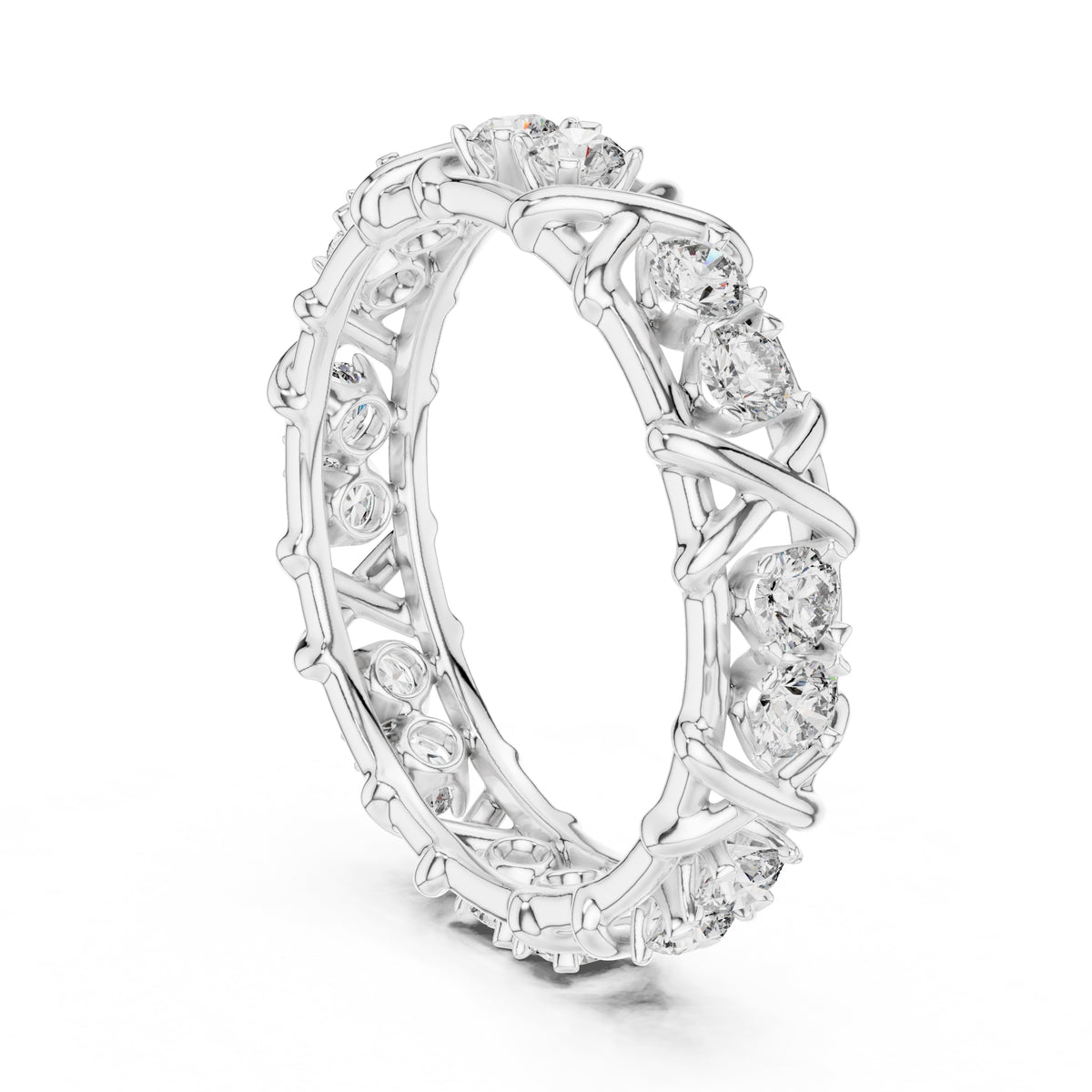 X-Cross Diamond Eternity Band White Gold