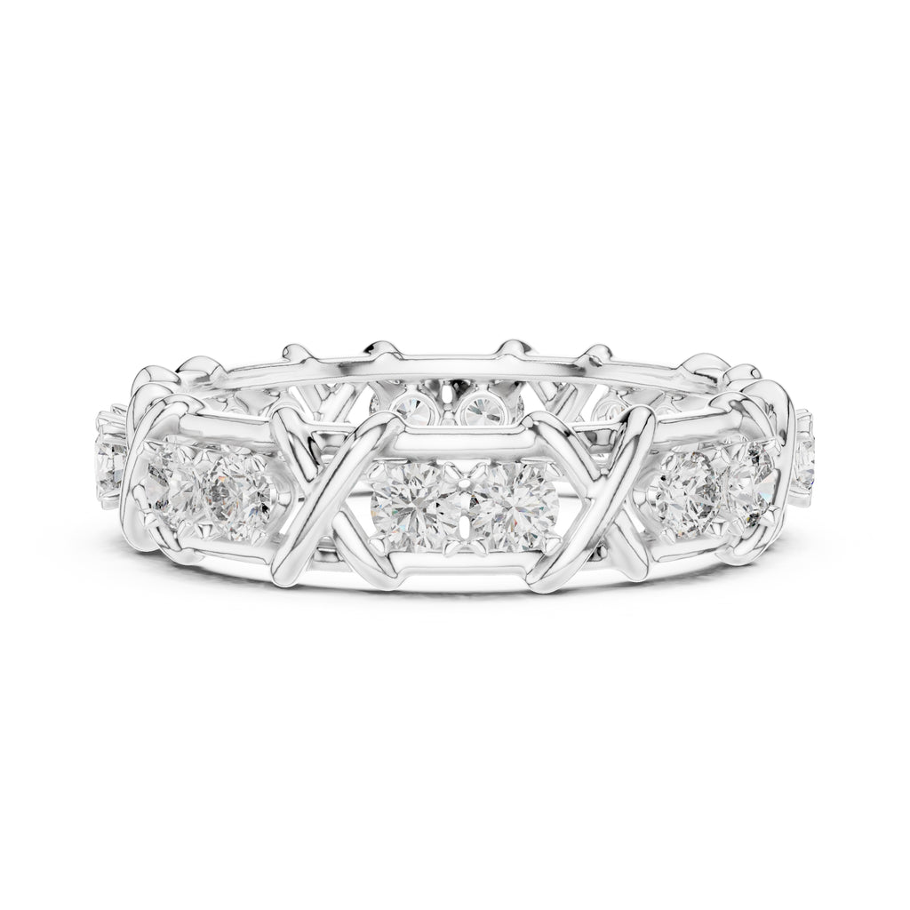 X-Cross Diamond Eternity Band White Gold