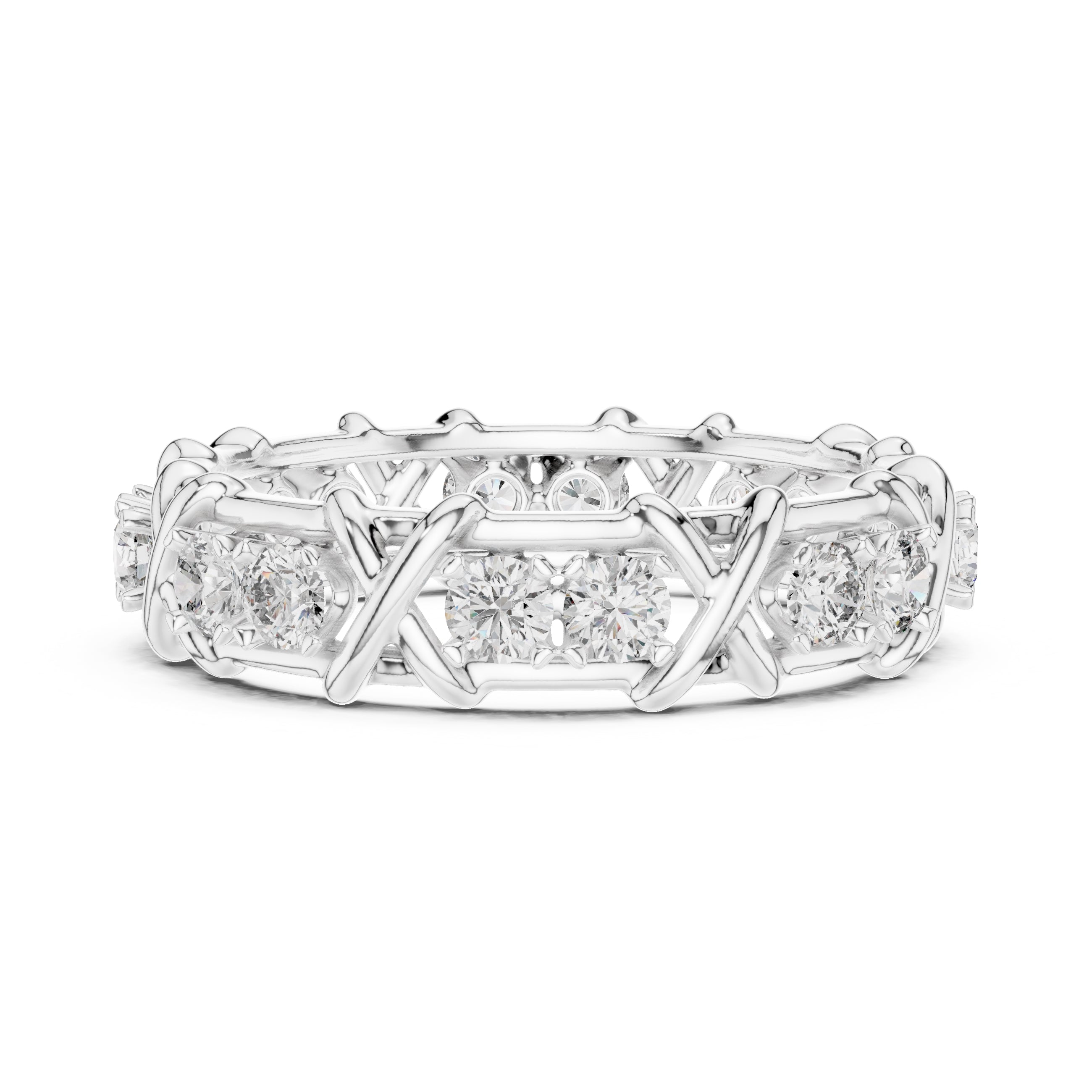 X-Cross Diamond Eternity Band White Gold