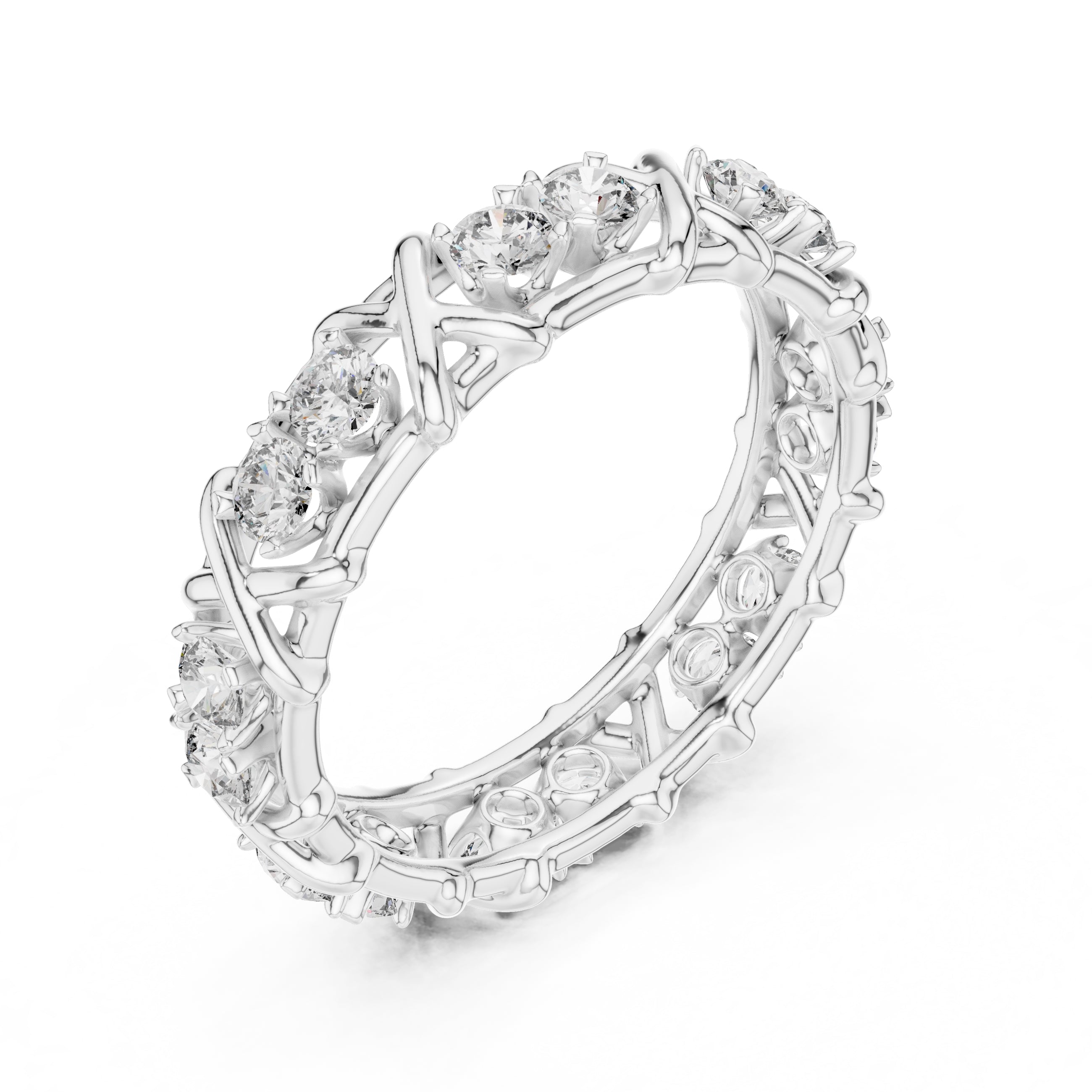 X-Cross Diamond Eternity Band White Gold