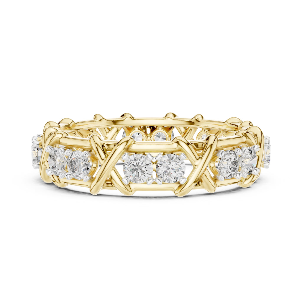 X-Cross Diamond Eternity Band Yellow Gold