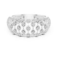 Geometric Lattice Diamond Wide Band White Gold