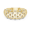 Geometric Lattice Diamond Wide Band Yellow Gold