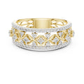 Double Row Pavé Lattice Wide Band Yellow Gold