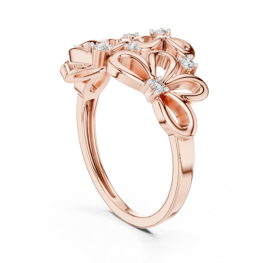 Blooming Petal Cluster Statement Ring Rose Gold