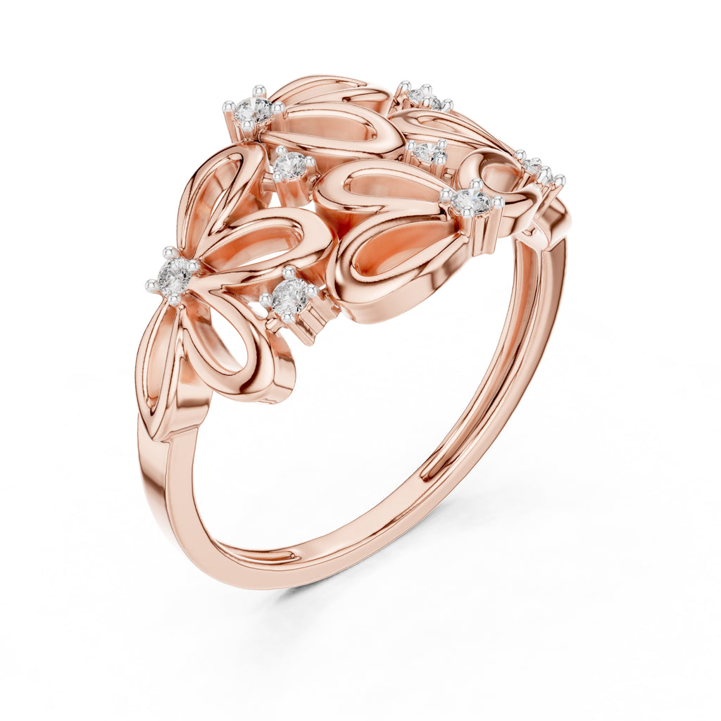 Blooming Petal Cluster Statement Ring Rose Gold