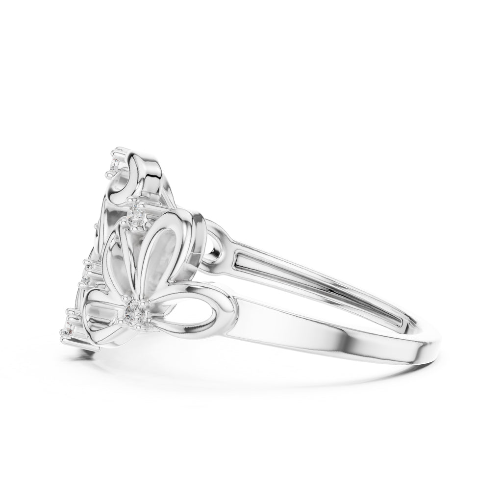 Blooming Petal Cluster Statement Ring White Gold