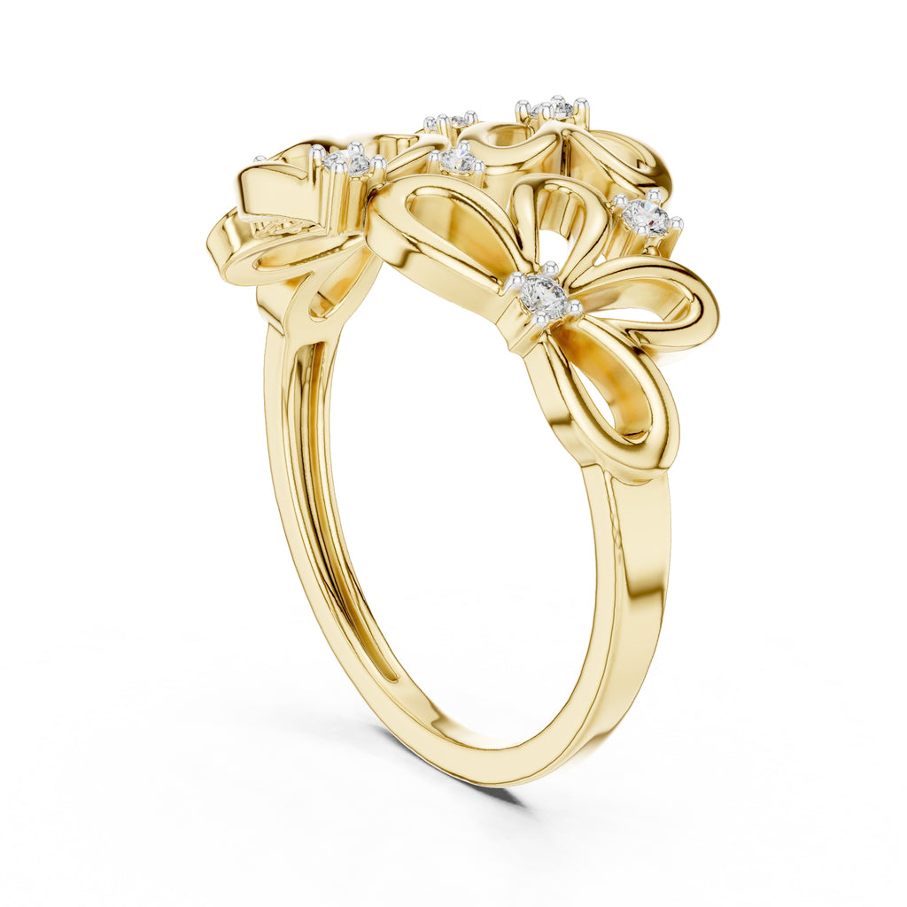 Blooming Petal Cluster Statement Ring Yellow Gold