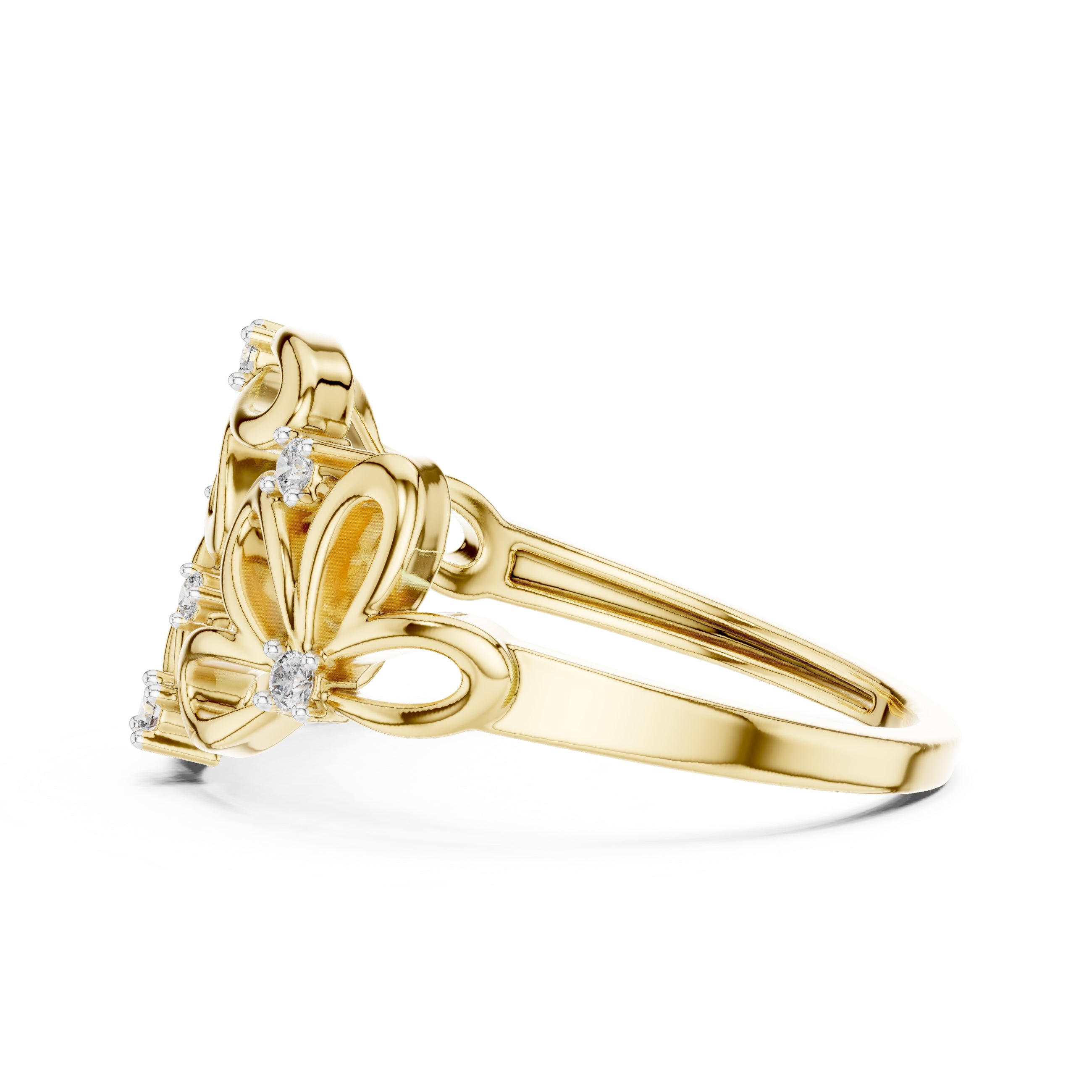 Blooming Petal Cluster Statement Ring Yellow Gold