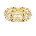 Filigree Floral Wide Band Yellow Gold