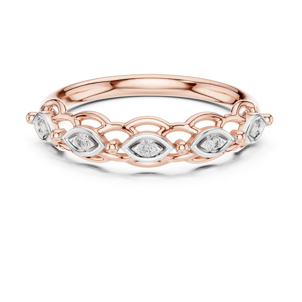 Marquise Bezel Open-Work Band Rose Gold