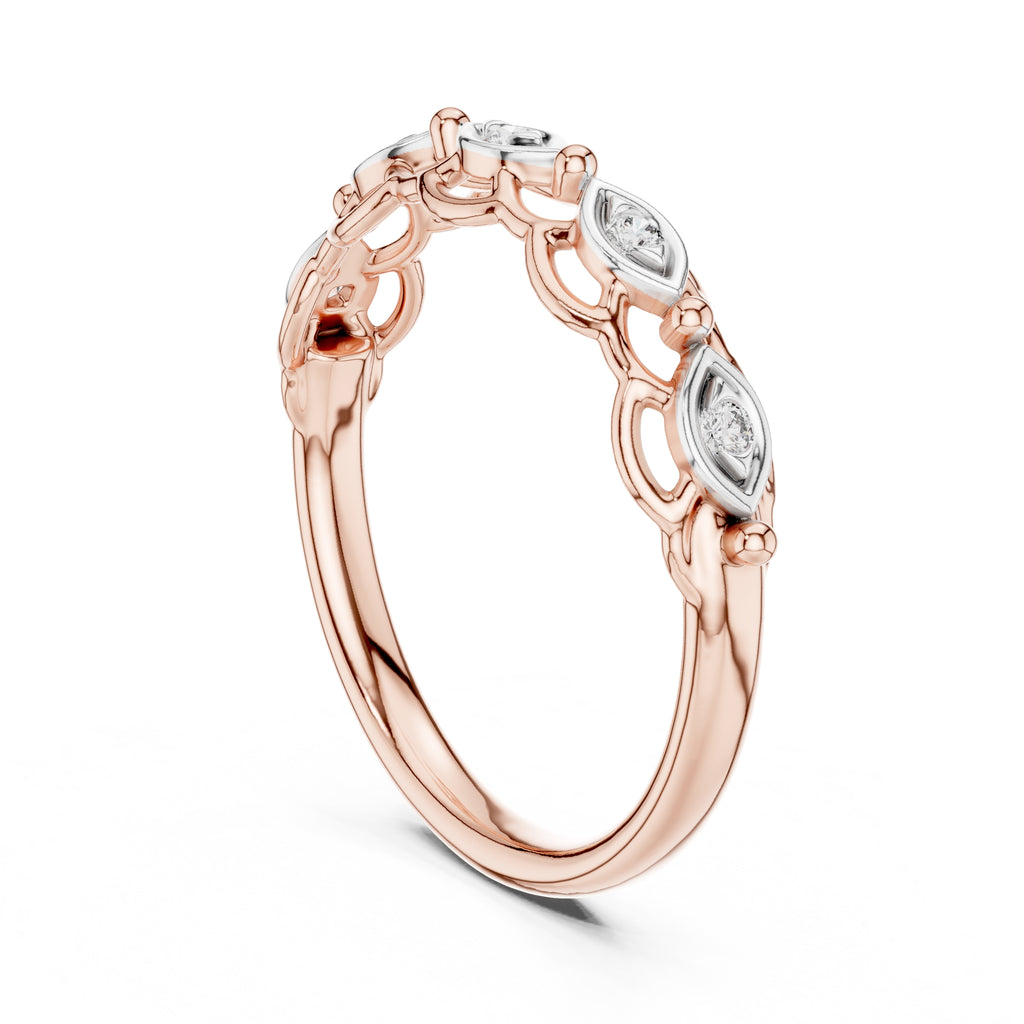 Marquise Bezel Open-Work Band Rose Gold