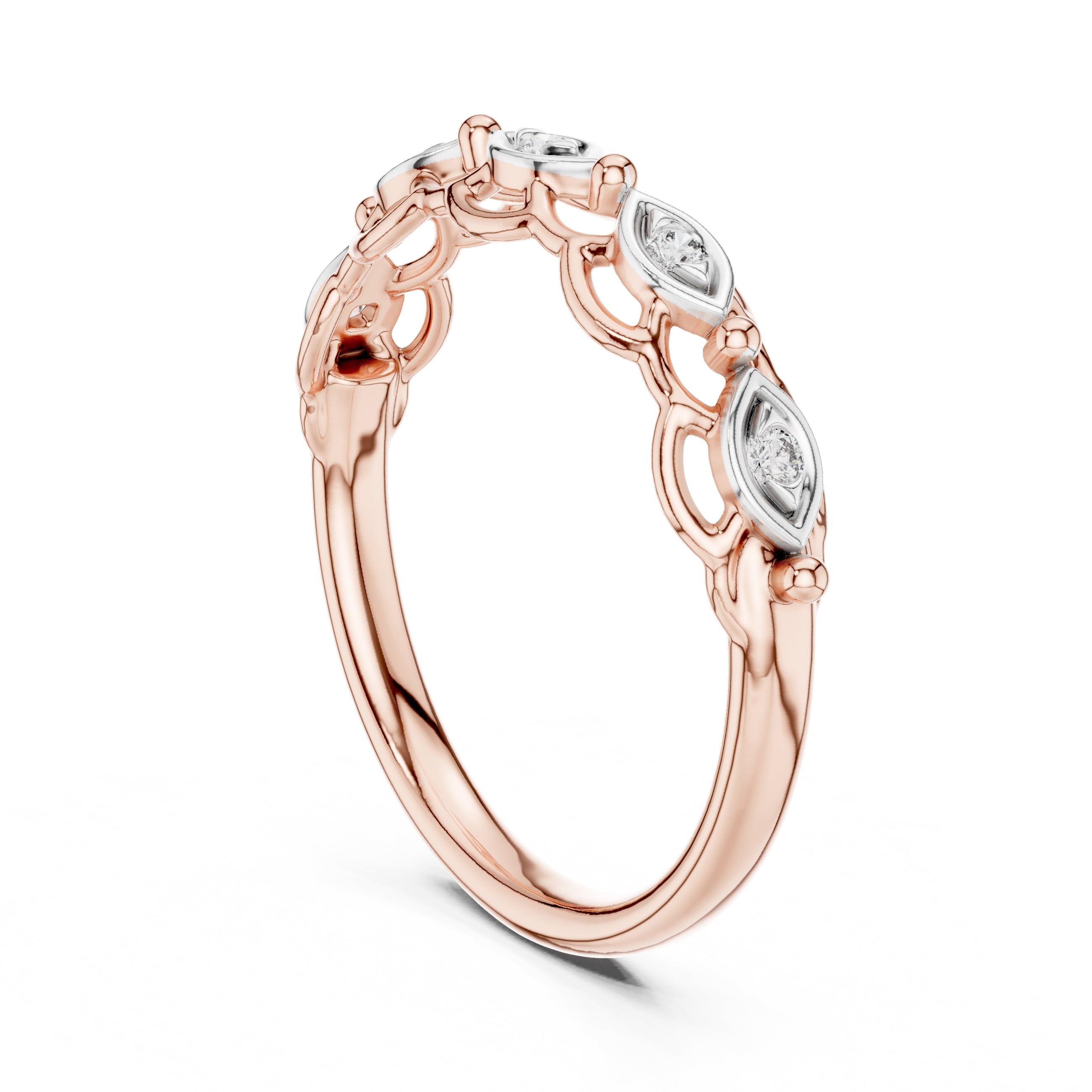 Marquise Bezel Open-Work Band Rose Gold