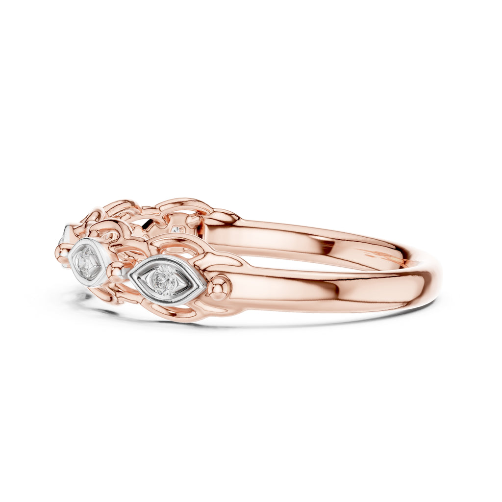 Marquise Bezel Open-Work Band Rose Gold