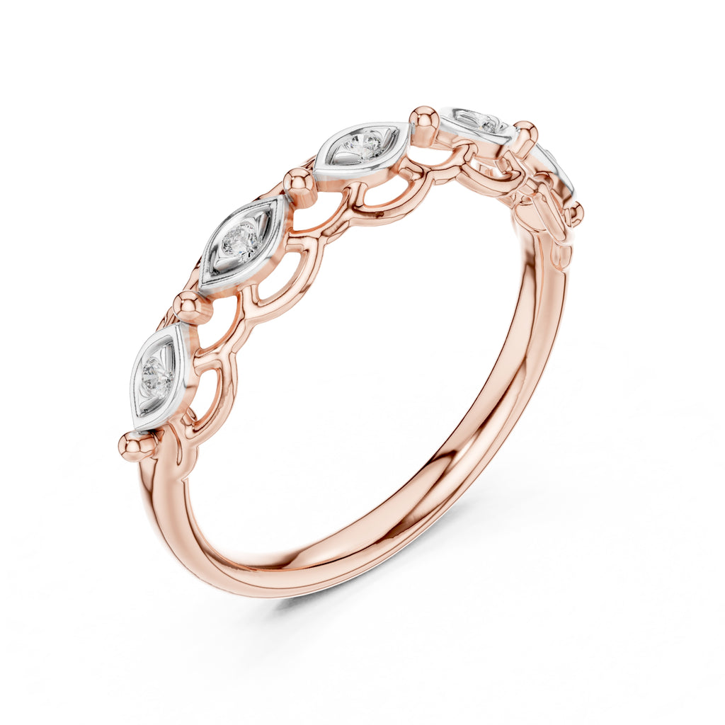 Marquise Bezel Open-Work Band Rose Gold