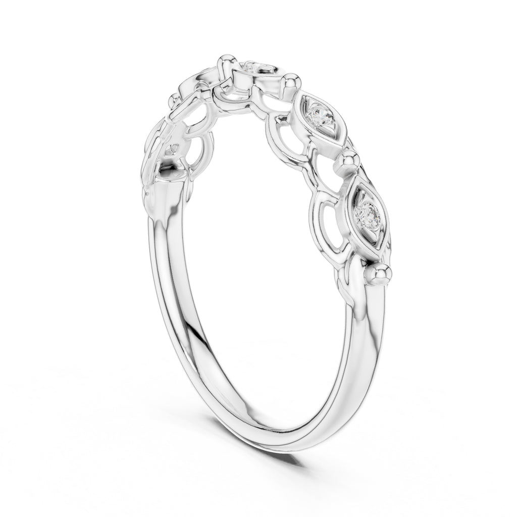Marquise Bezel Open-Work Band White Gold
