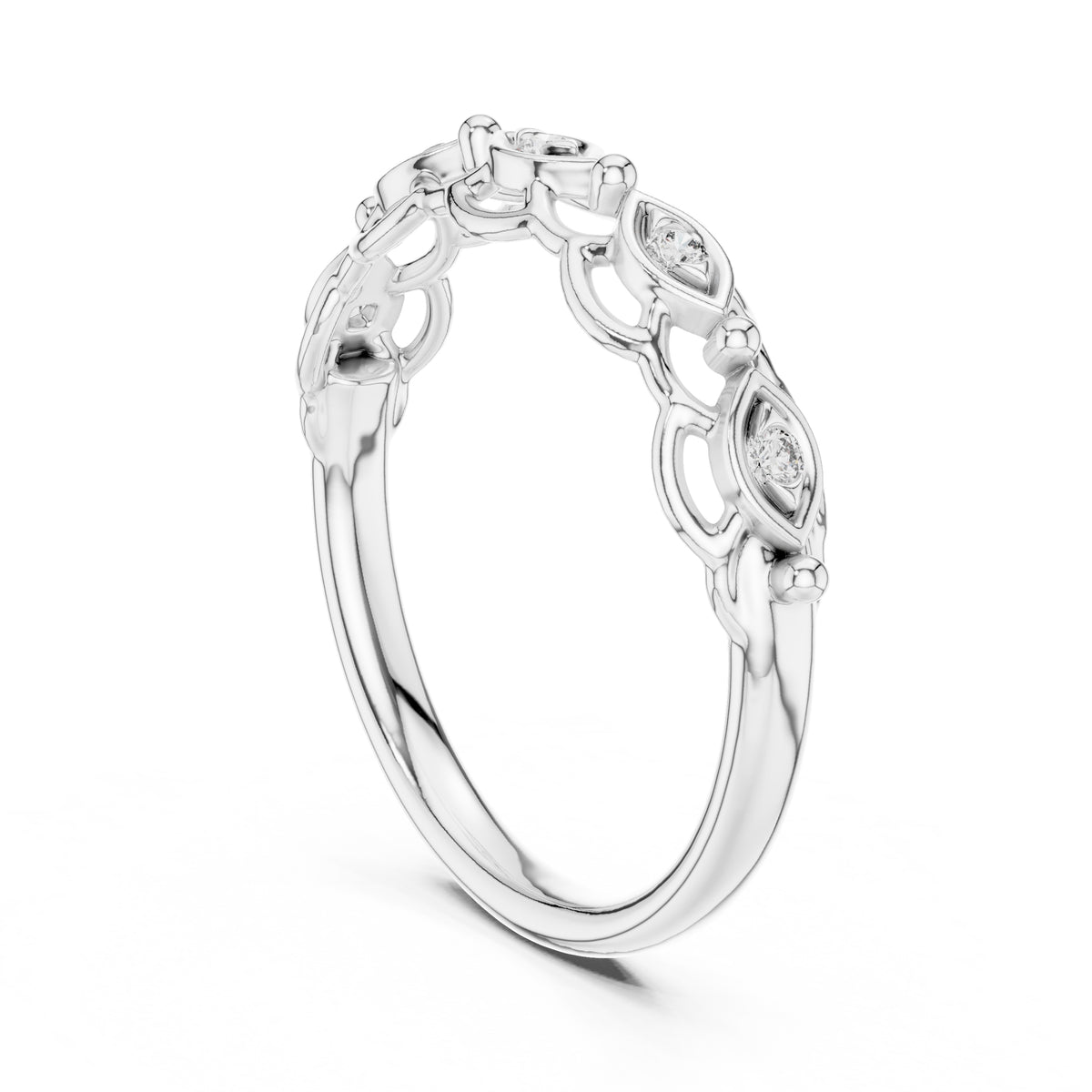 Marquise Bezel Open-Work Band White Gold