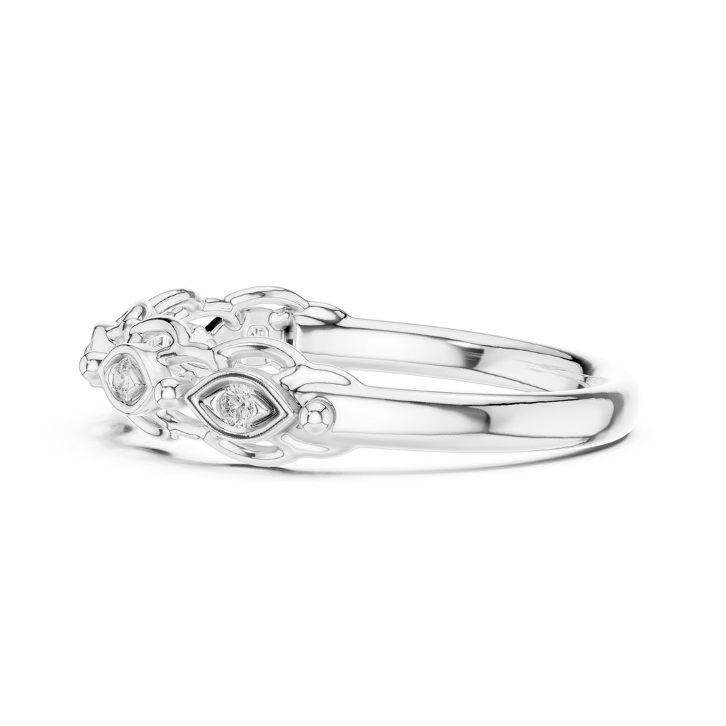 Marquise Bezel Open-Work Band White Gold