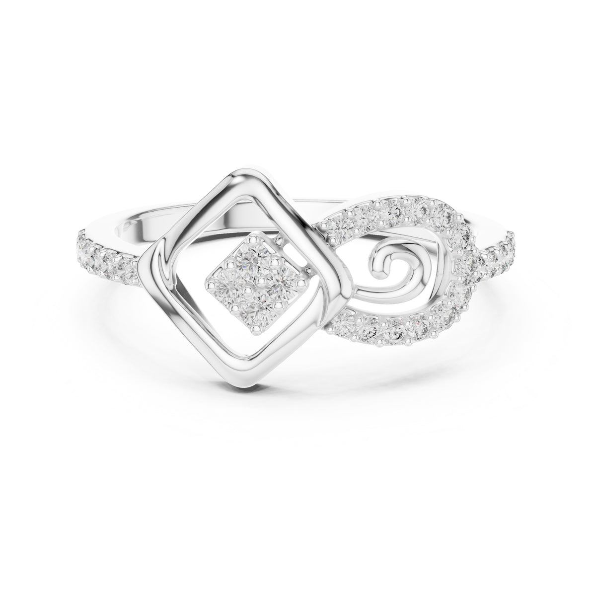 Infinity Square Statement Ring White Gold