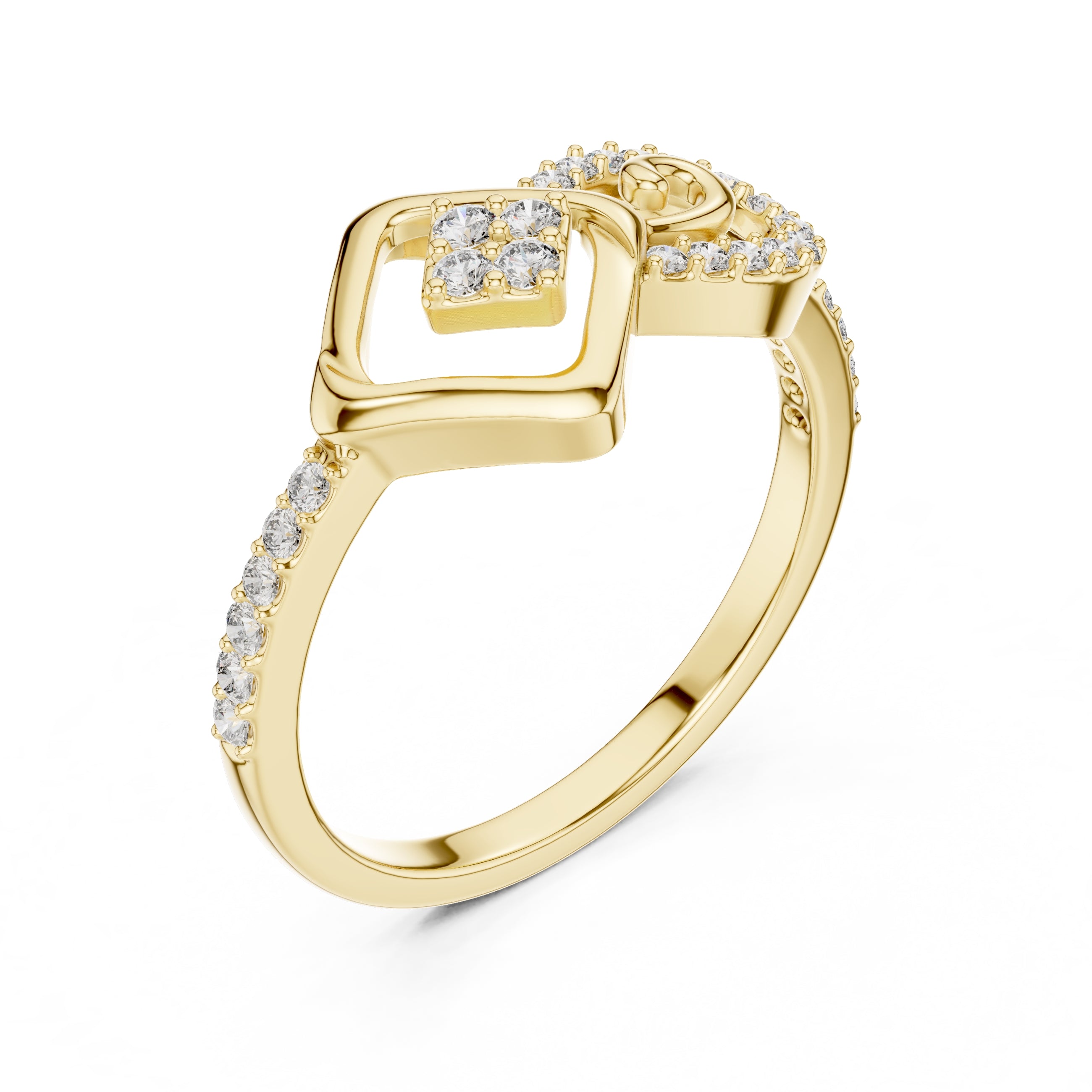Infinity Square Statement Ring Yellow Gold